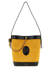 Versace Yellow Calfskin Small ‘Pivot’ Bucket Bag