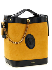 Versace Yellow Calfskin Small ‘Pivot’ Bucket Bag