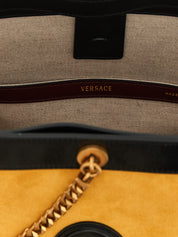 Versace Yellow Calfskin Small ‘Pivot’ Bucket Bag