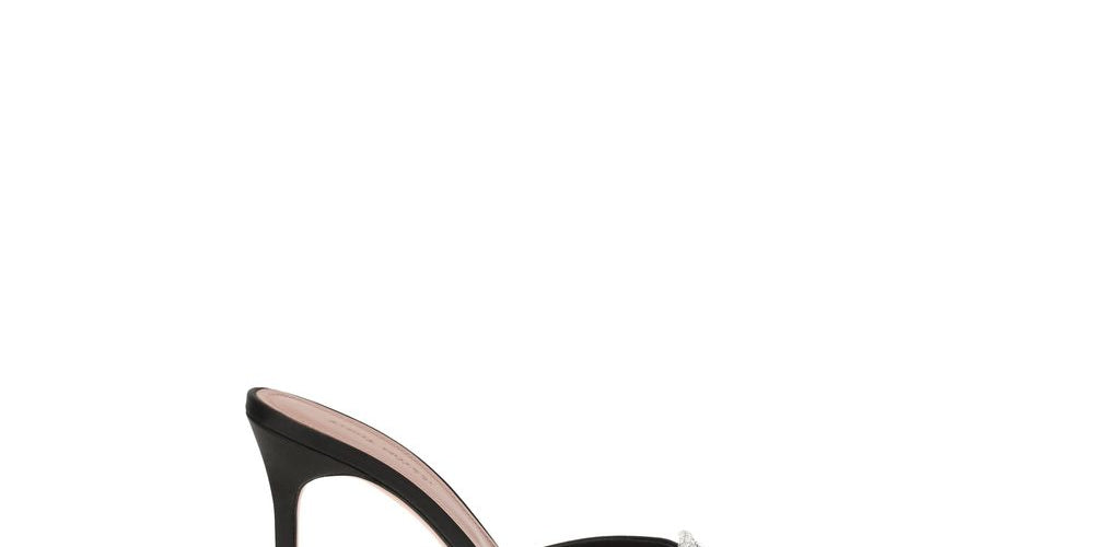 Amina Muaddi Black Silk Mule Sandals