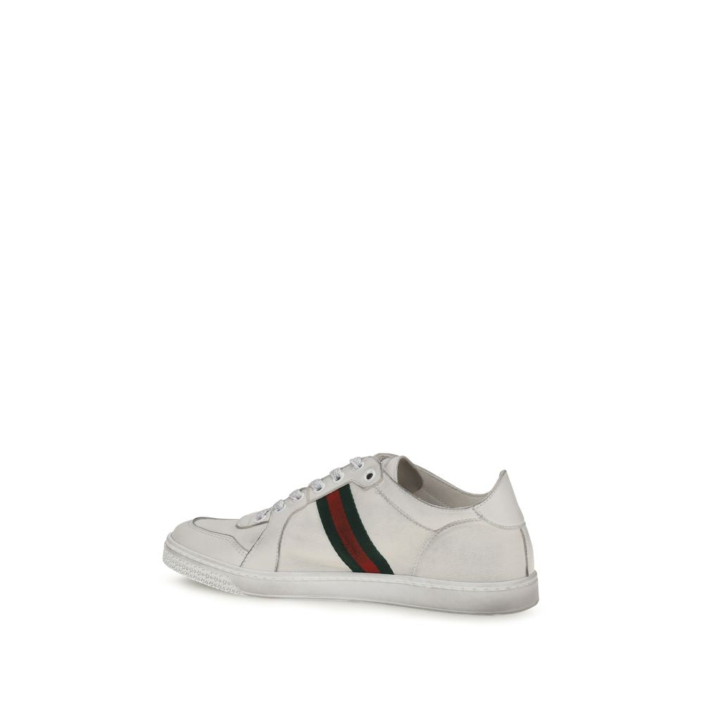 Gucci White Lambskin Low Top Sneakers
