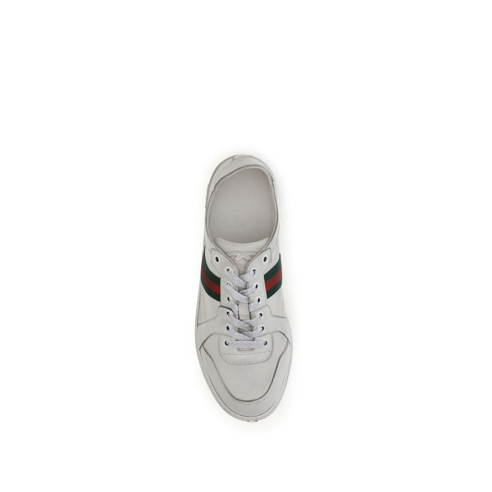 Gucci White Lambskin Low Top Sneakers