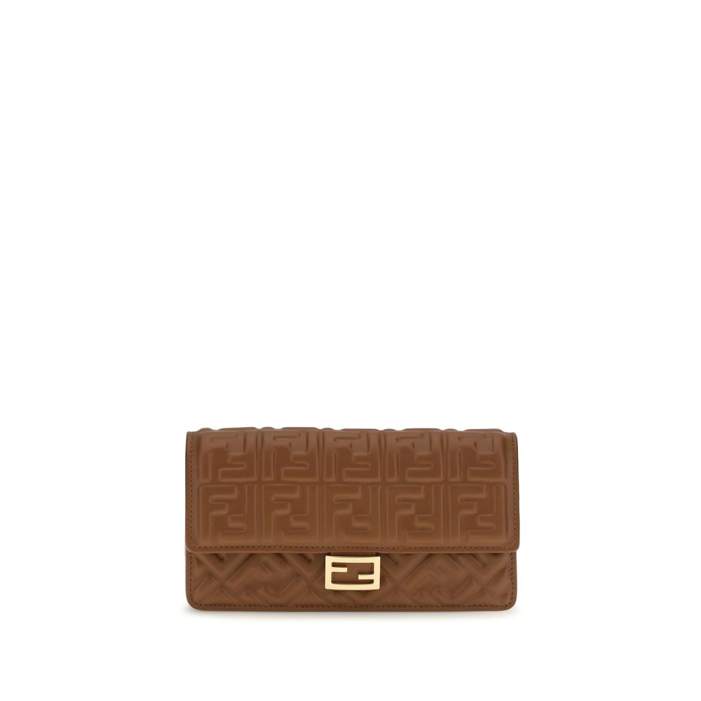 Fendi Brown Calf Leather Chain Wallet