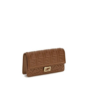 Fendi Brown Calf Leather Chain Wallet