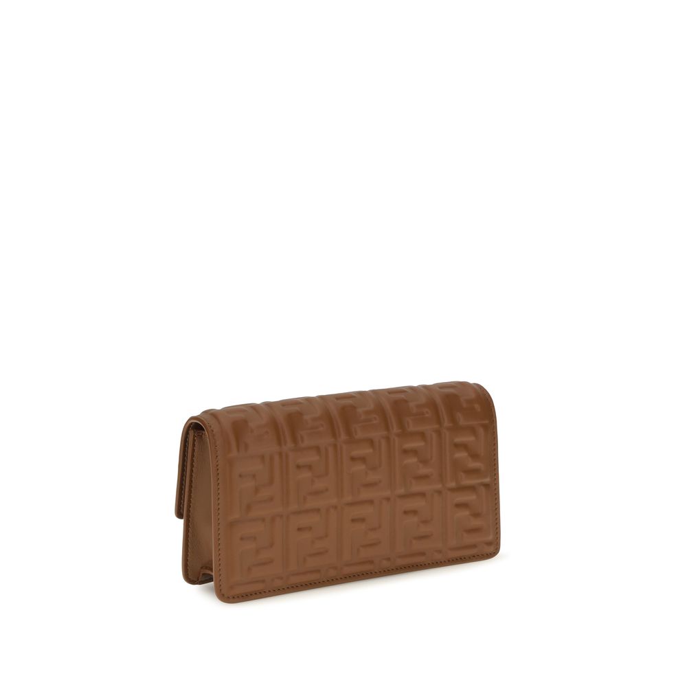 Fendi Brown Calf Leather Chain Wallet