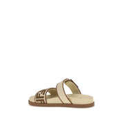 Fendi Brown Raffia Flat Sandals