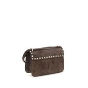 Valentino Garavani Brown Suede Shoulder Bag