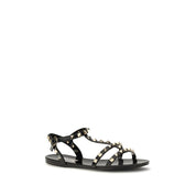 Valentino Garavani Black Rubber Flat Sandals