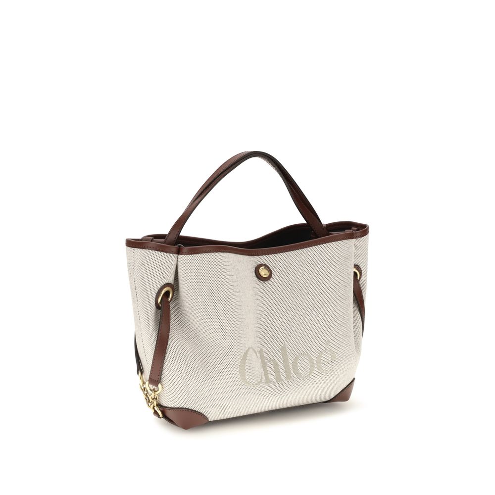 Chloé Beige Cotton Jacquard Canvas Handbag