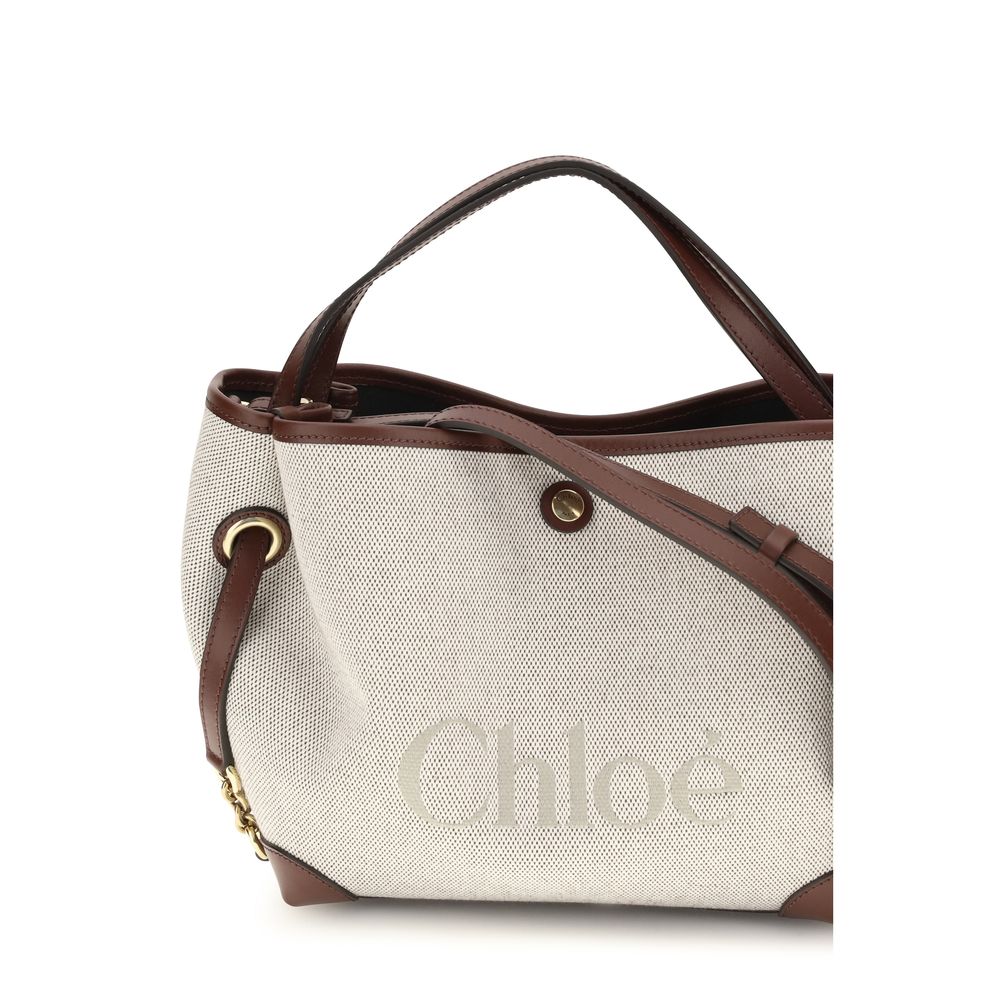Chloé Beige Cotton Jacquard Canvas Handbag