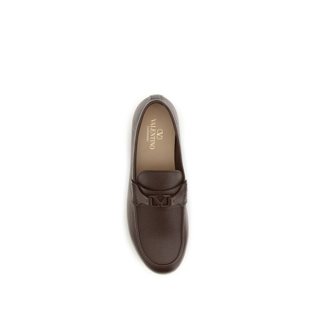 Valentino Garavani Brown Deer Leather Slip-On Loafers