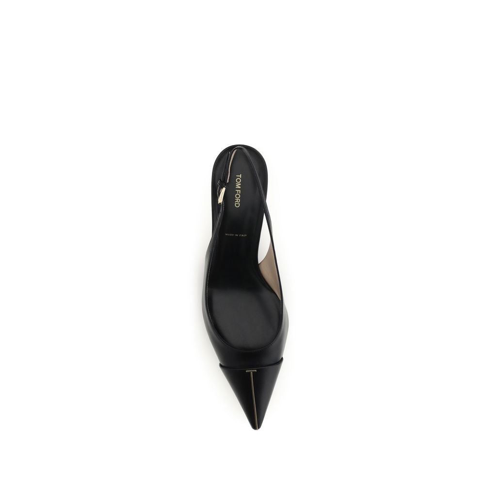 Tom Ford Black Calf Leather Slingback Pumps