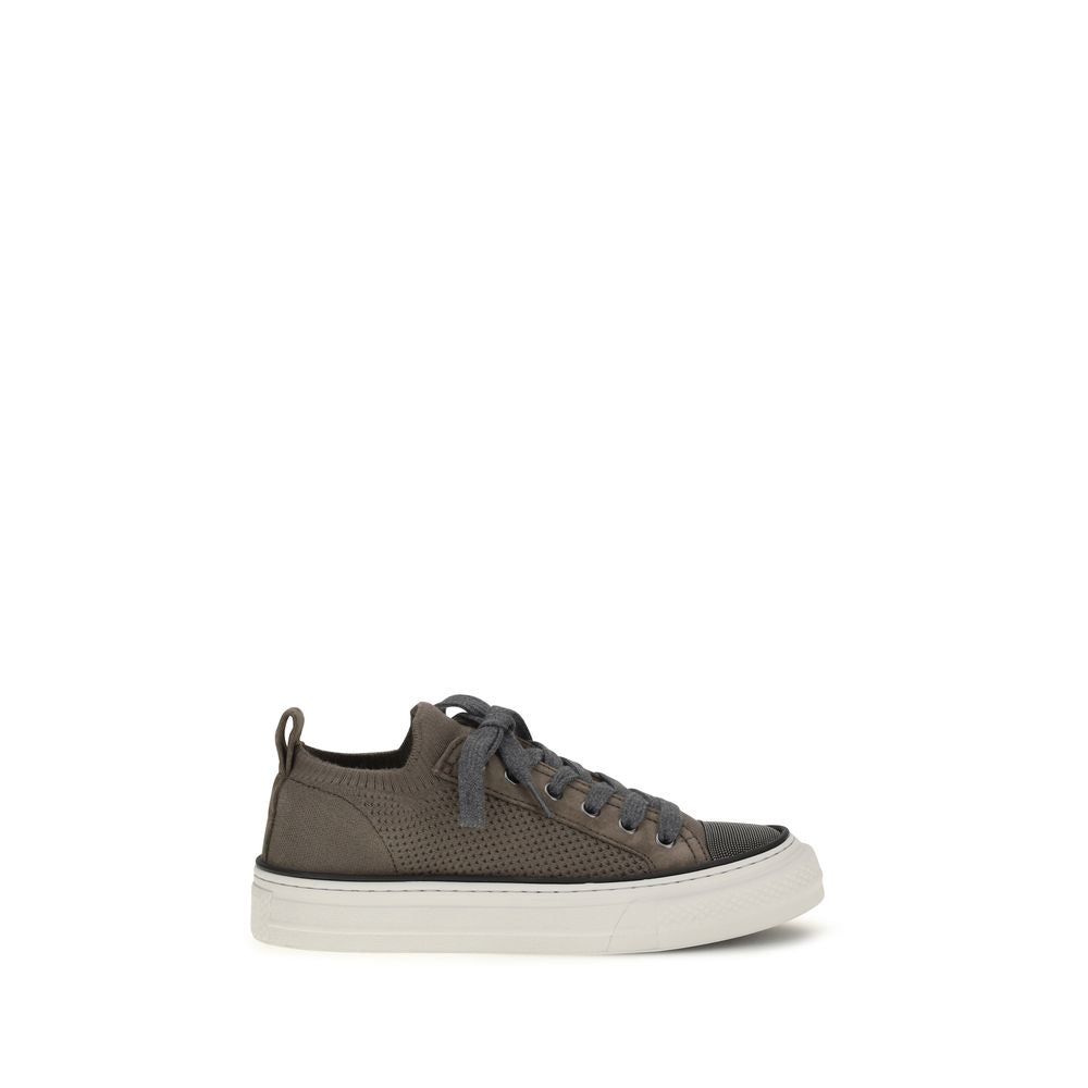 Brunello Cucinelli Brown Cotton Suede Low Top Sneakers