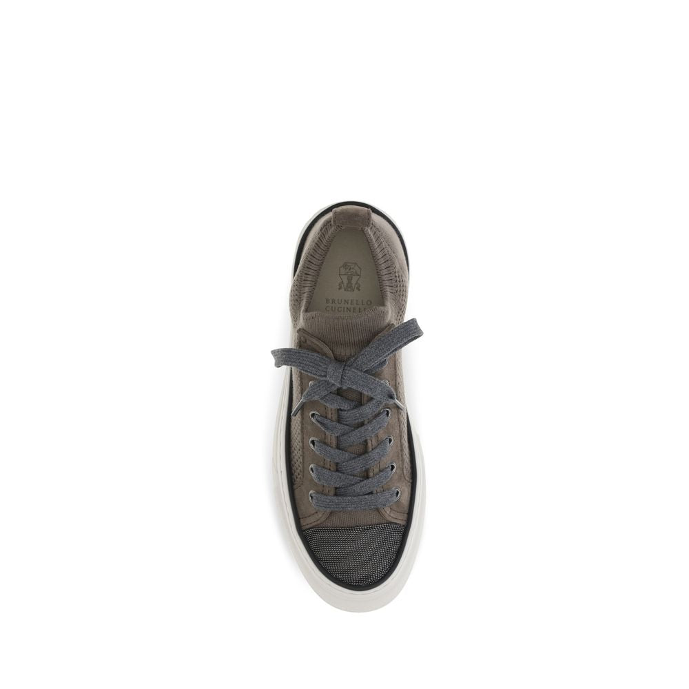 Brunello Cucinelli Brown Cotton Suede Low Top Sneakers