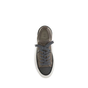 Brunello Cucinelli Brown Cotton Suede Low Top Sneakers
