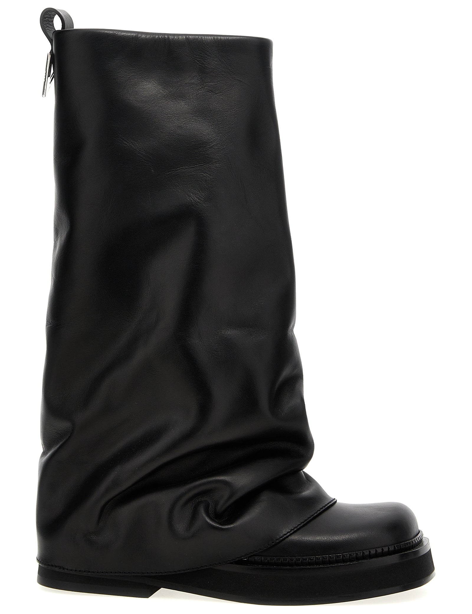 The Attico Black Calfskin Over The Knee Boots