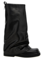The Attico Black Calfskin Over The Knee Boots