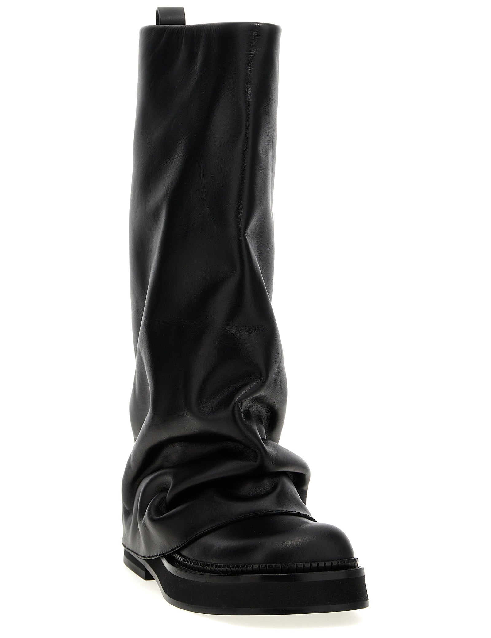 The Attico Black Calfskin Over The Knee Boots