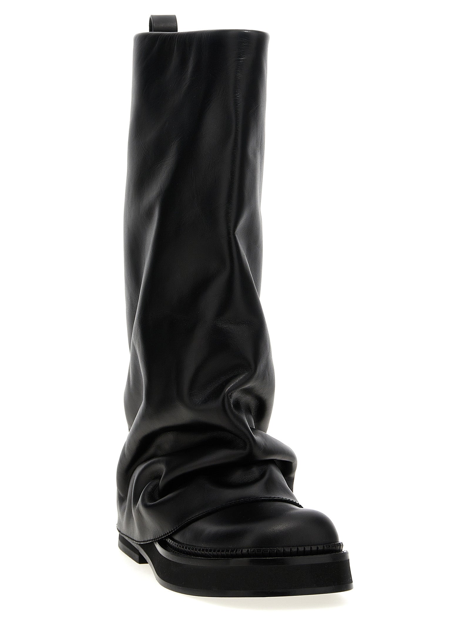 The Attico Black Calfskin Over The Knee Boots