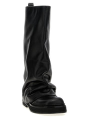 The Attico Black Calfskin Over The Knee Boots