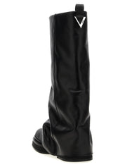 The Attico Black Calfskin Over The Knee Boots