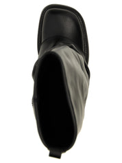 The Attico Black Calfskin Over The Knee Boots
