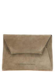 Brunello Cucinelli Gray Calfskin Clutch Bag