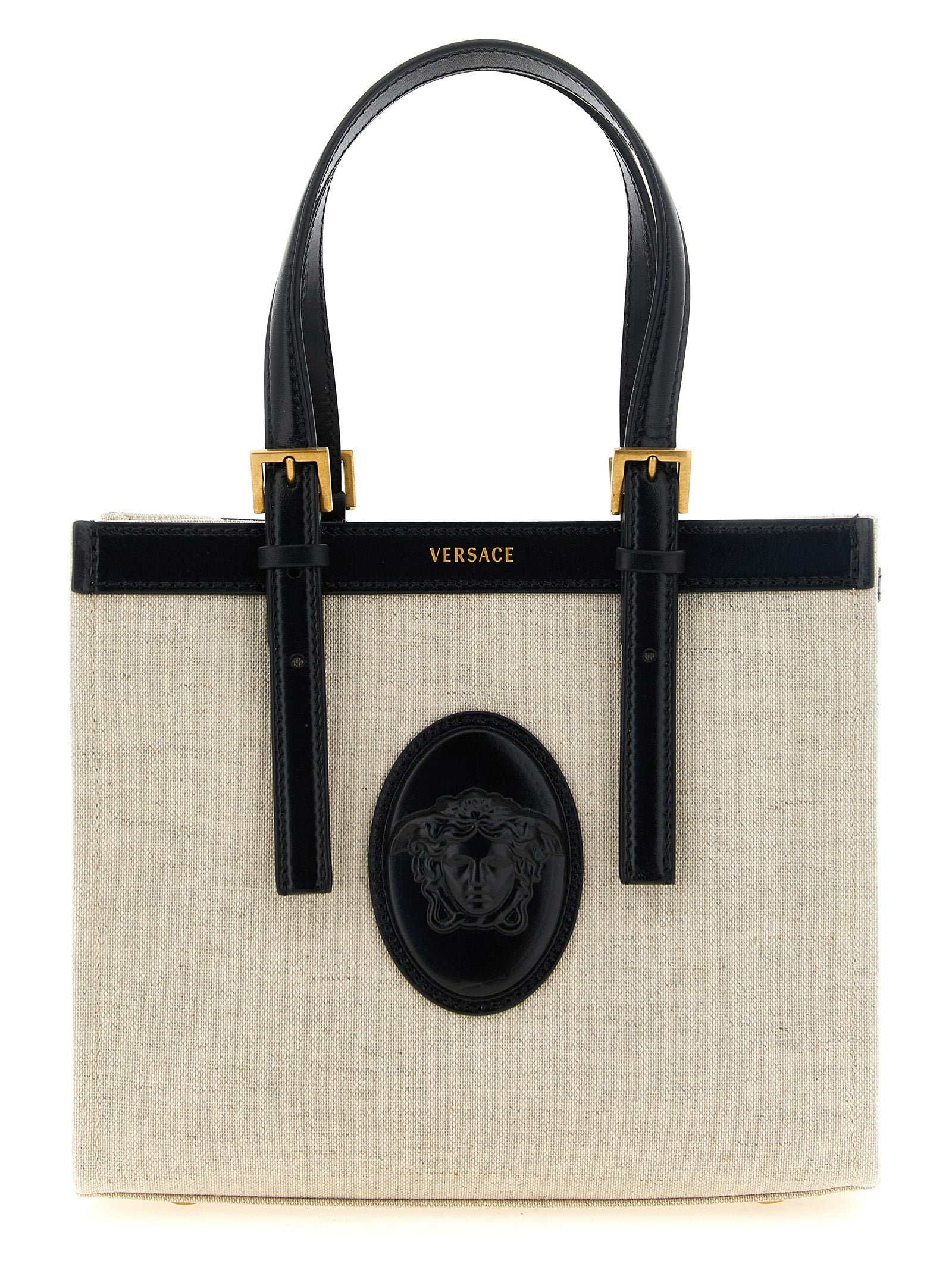 Versace Beige Linen Mini Shopping Bag