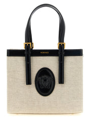 Versace Beige Linen Mini Shopping Bag