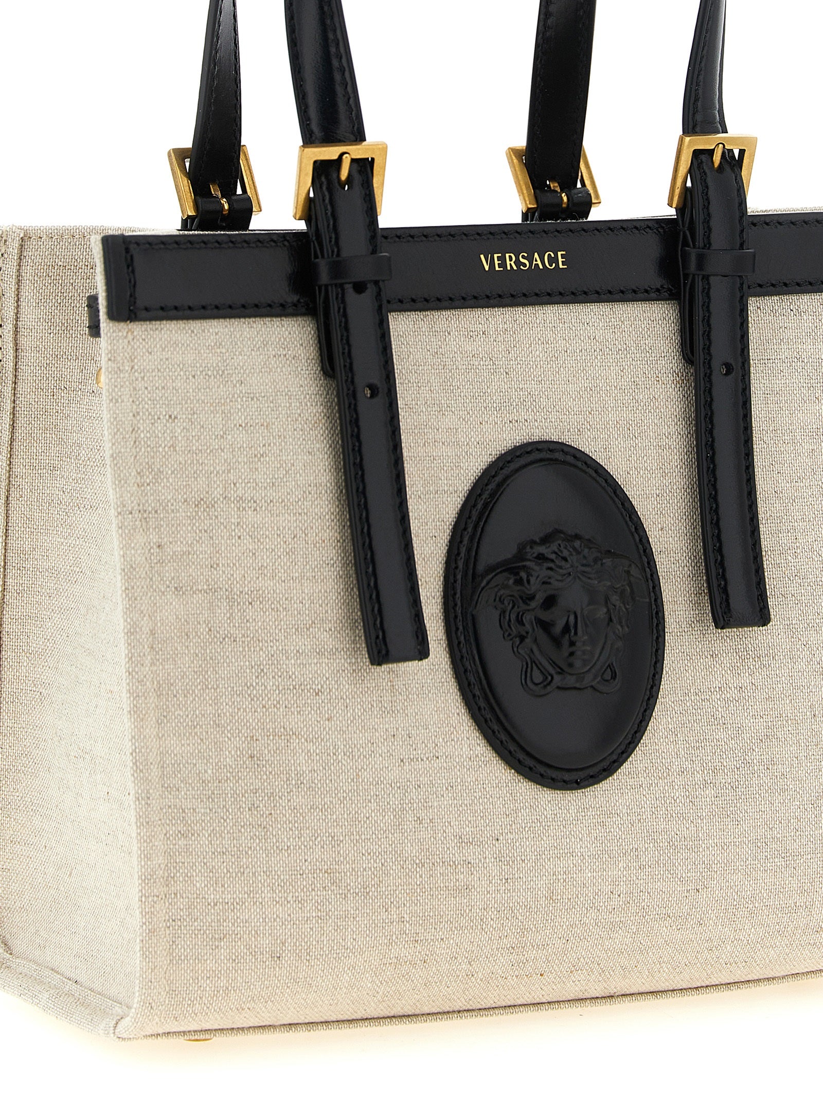 Versace Beige Linen Mini Shopping Bag