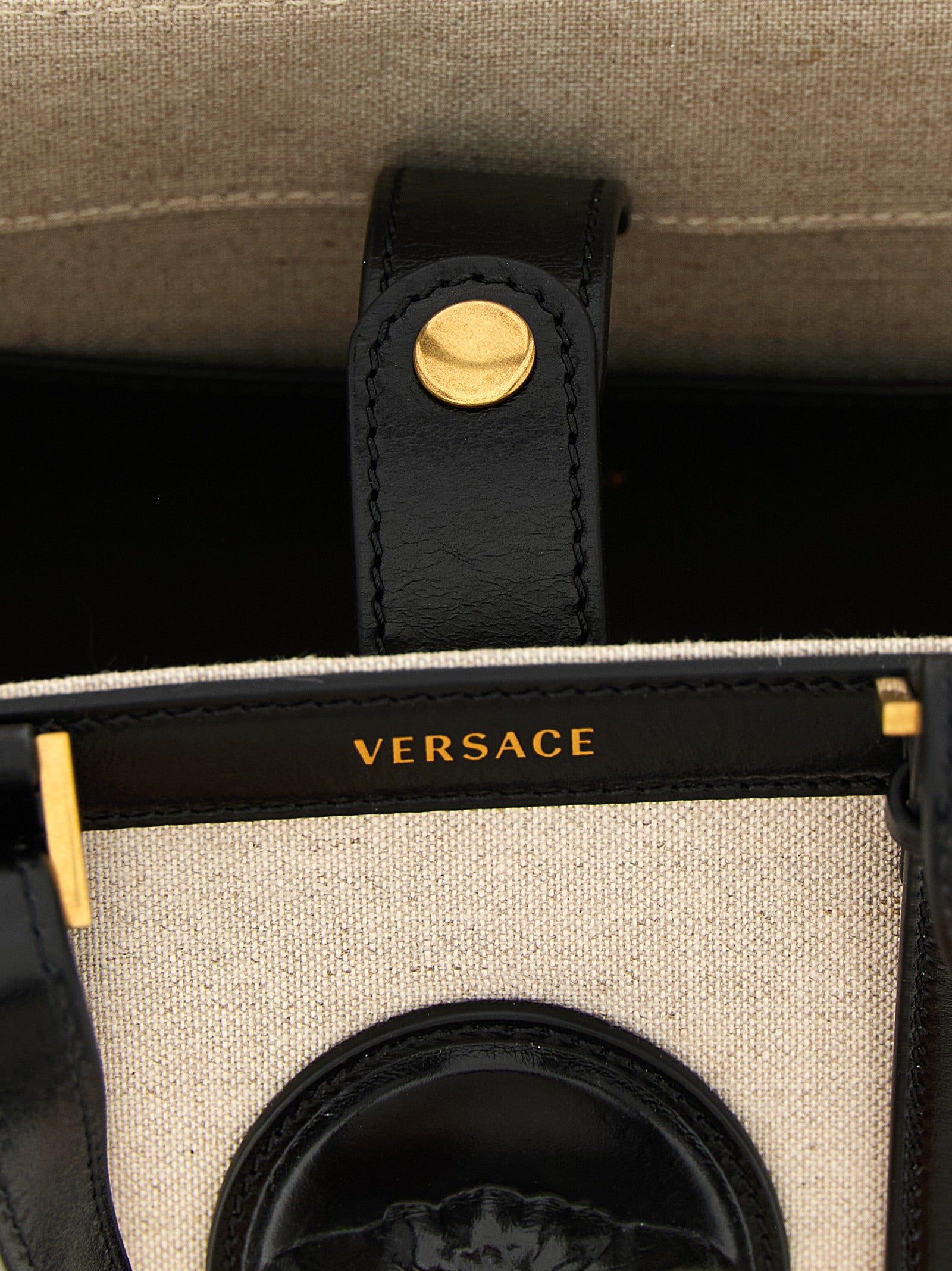 Versace Beige Linen Mini Shopping Bag