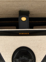 Versace Beige Linen Canvas Tote Bag