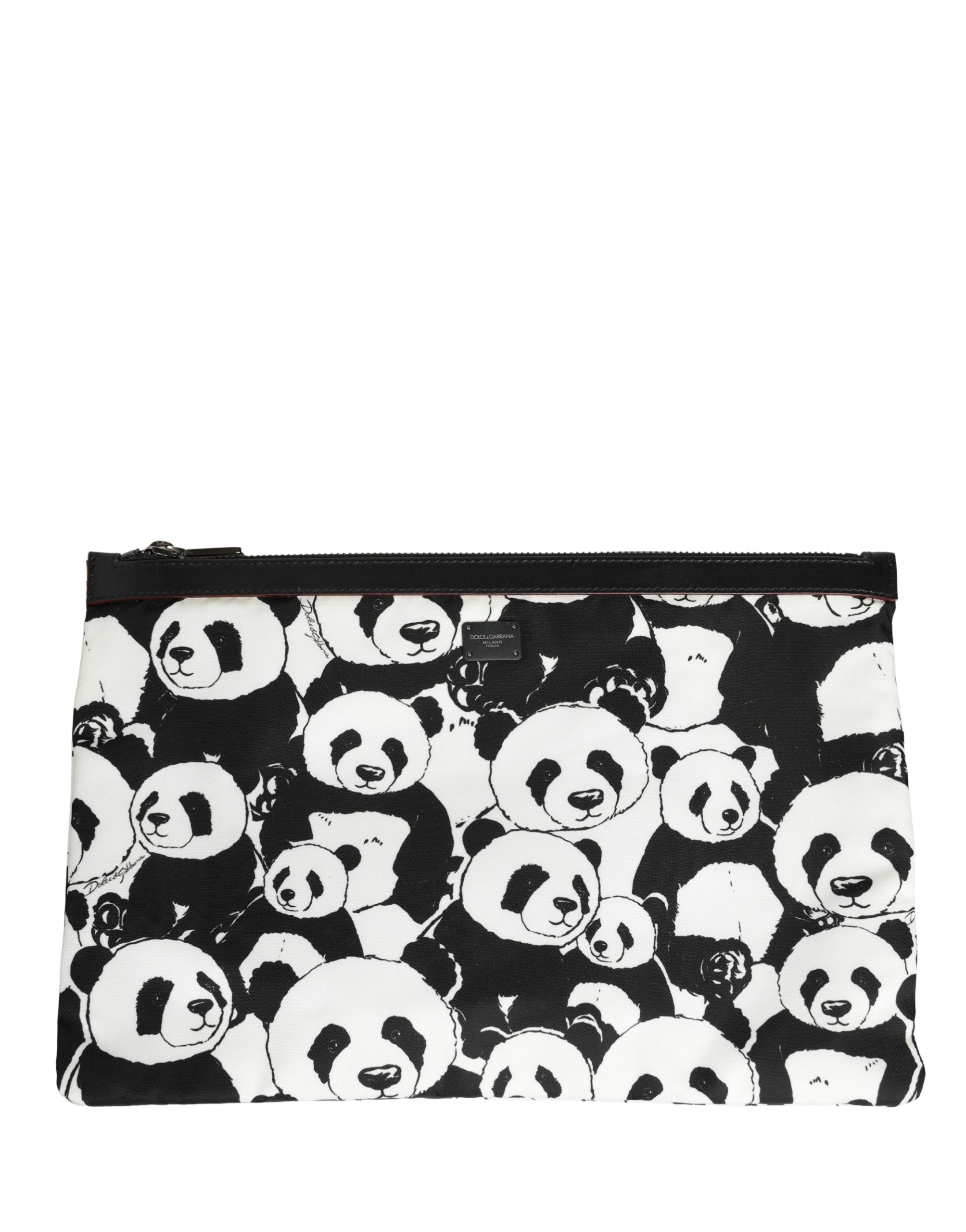 Dolce & Gabbana Black White Nylon Clutch