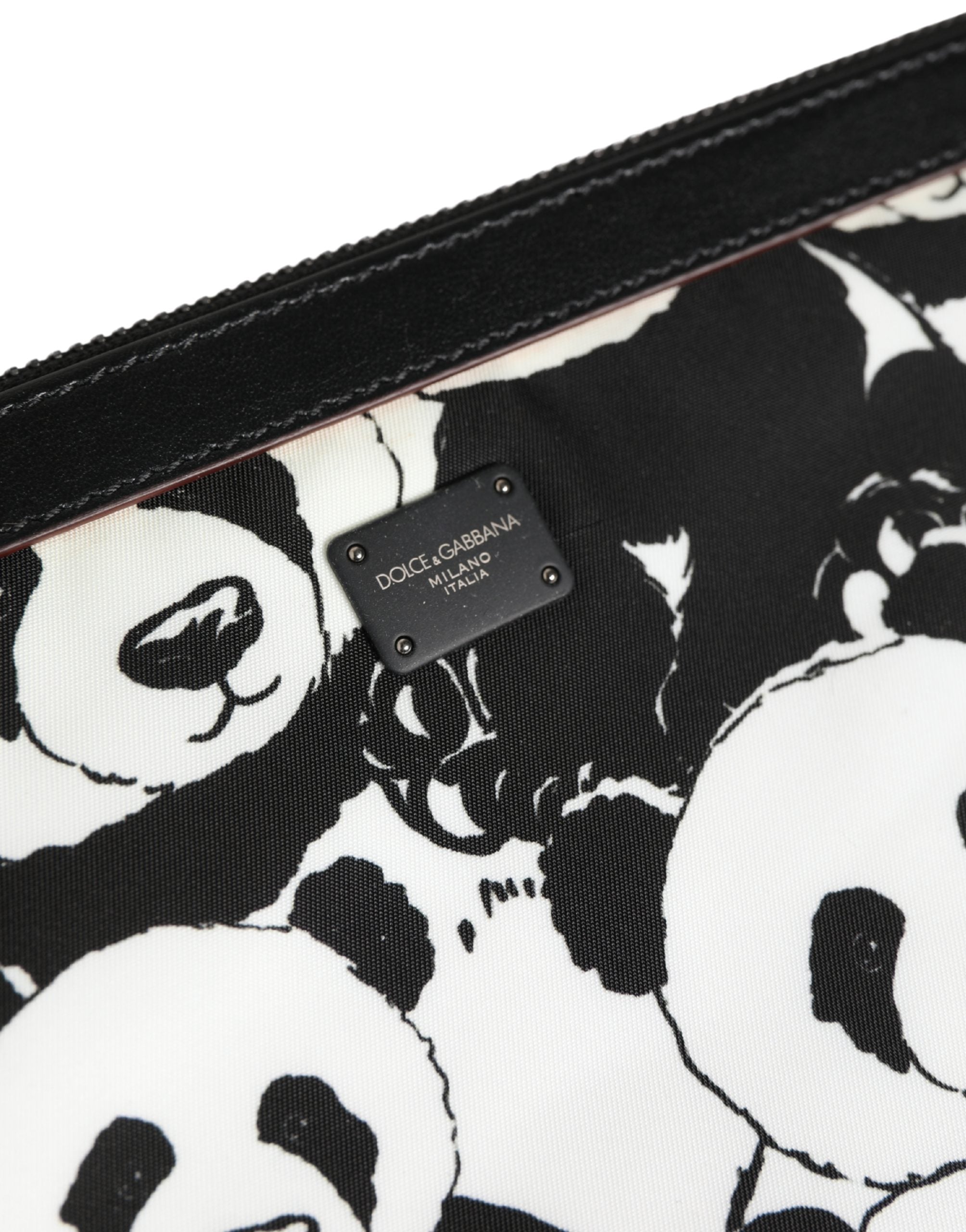 Dolce & Gabbana Black White Nylon Clutch