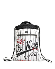 Dolce & Gabbana Black White Polyester Drawstring Backpack