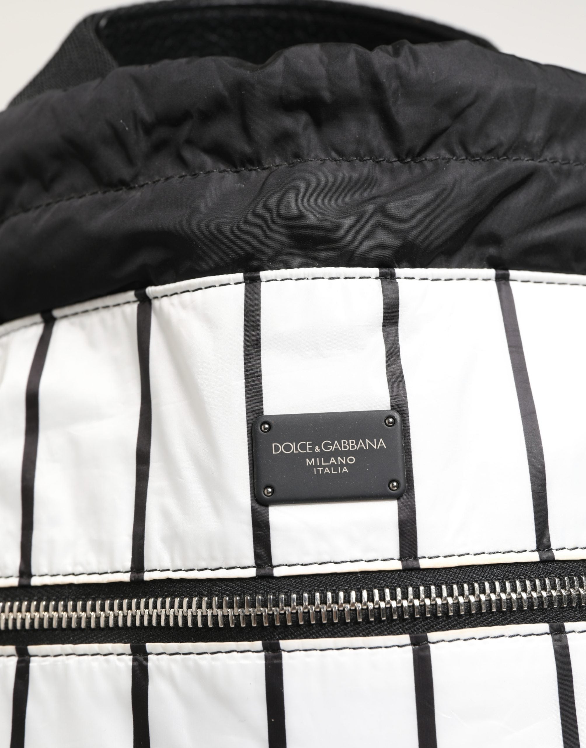 Dolce & Gabbana Black White Polyester Drawstring Backpack