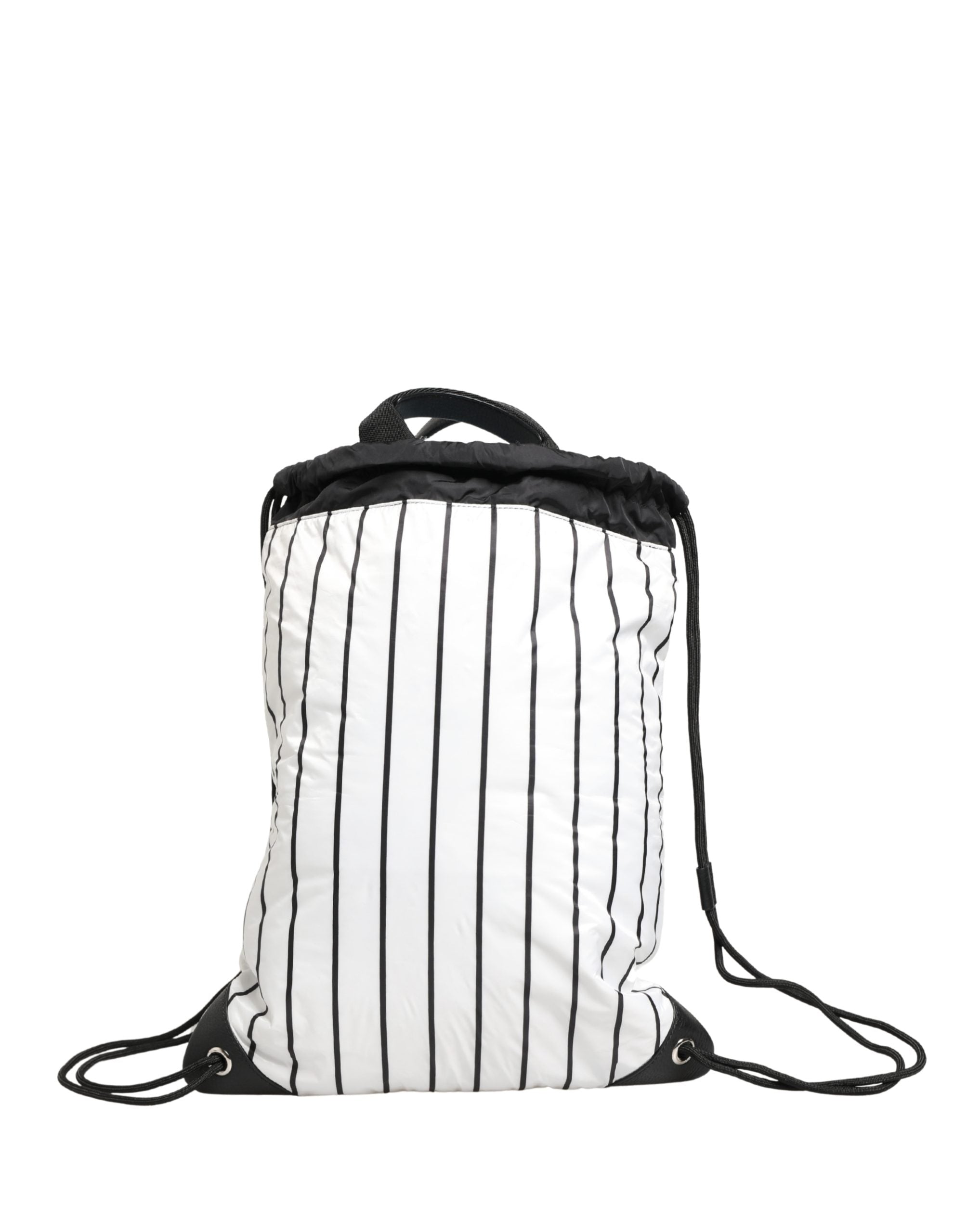 Dolce & Gabbana Black White Polyester Drawstring Backpack