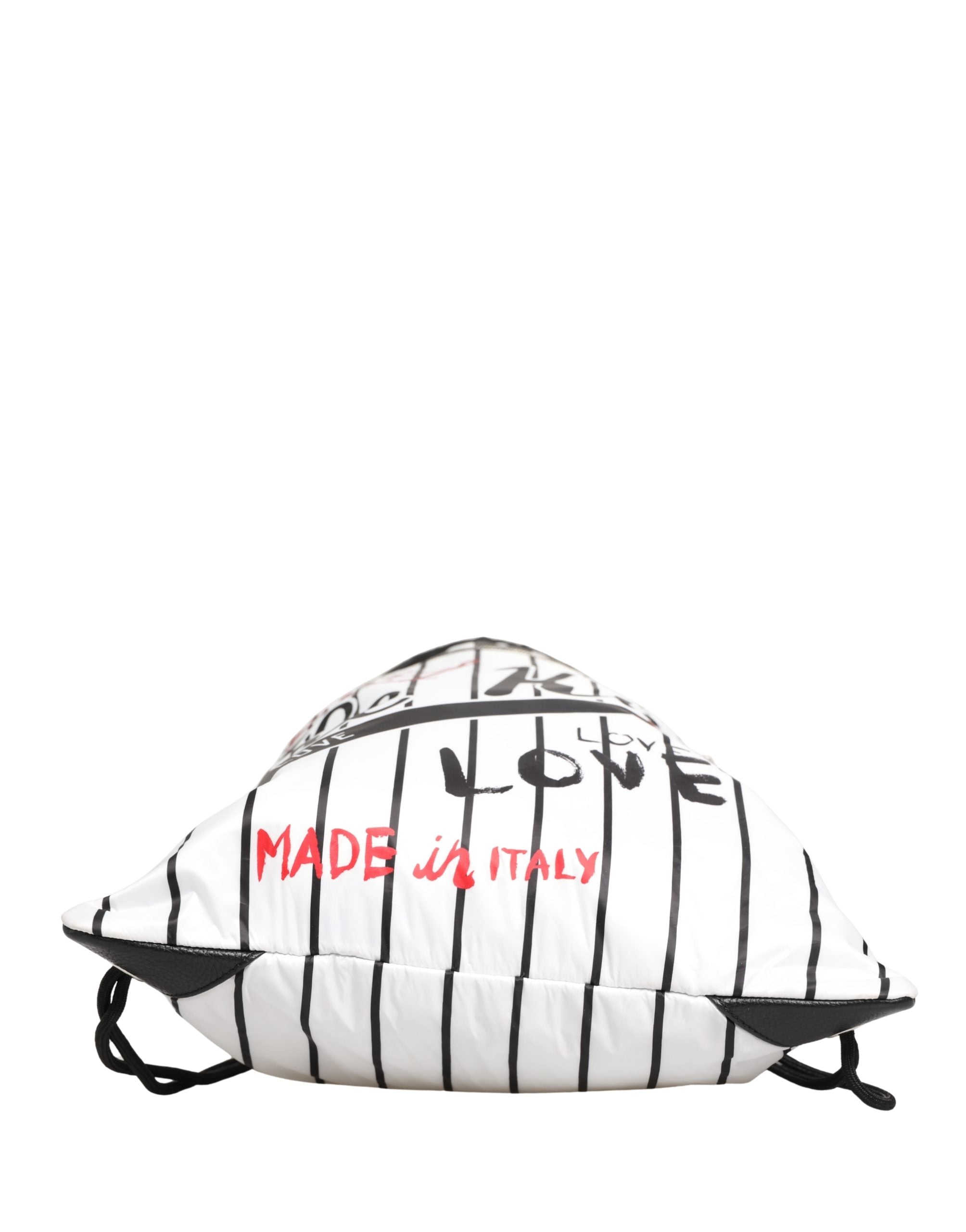 Dolce & Gabbana Black White Polyester Drawstring Backpack