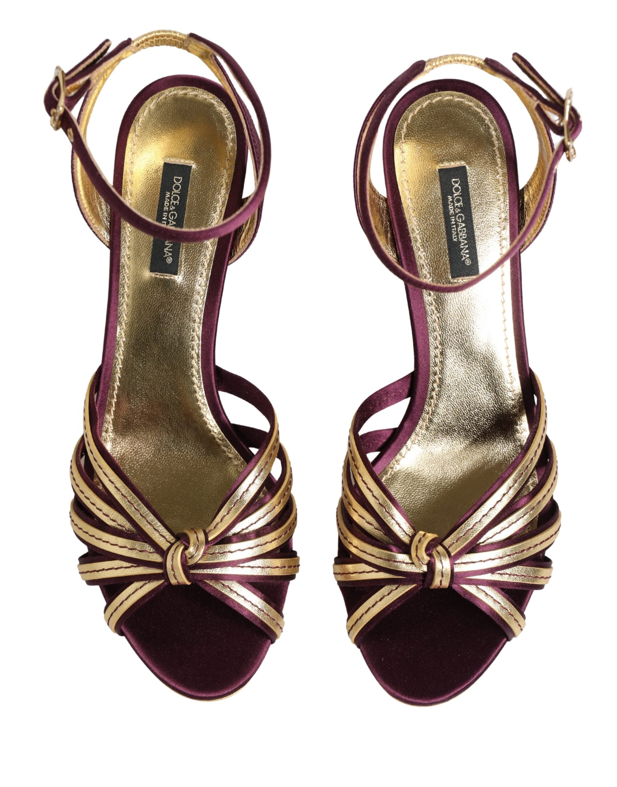 Dolce & Gabbana Purple Gold Satin Heels