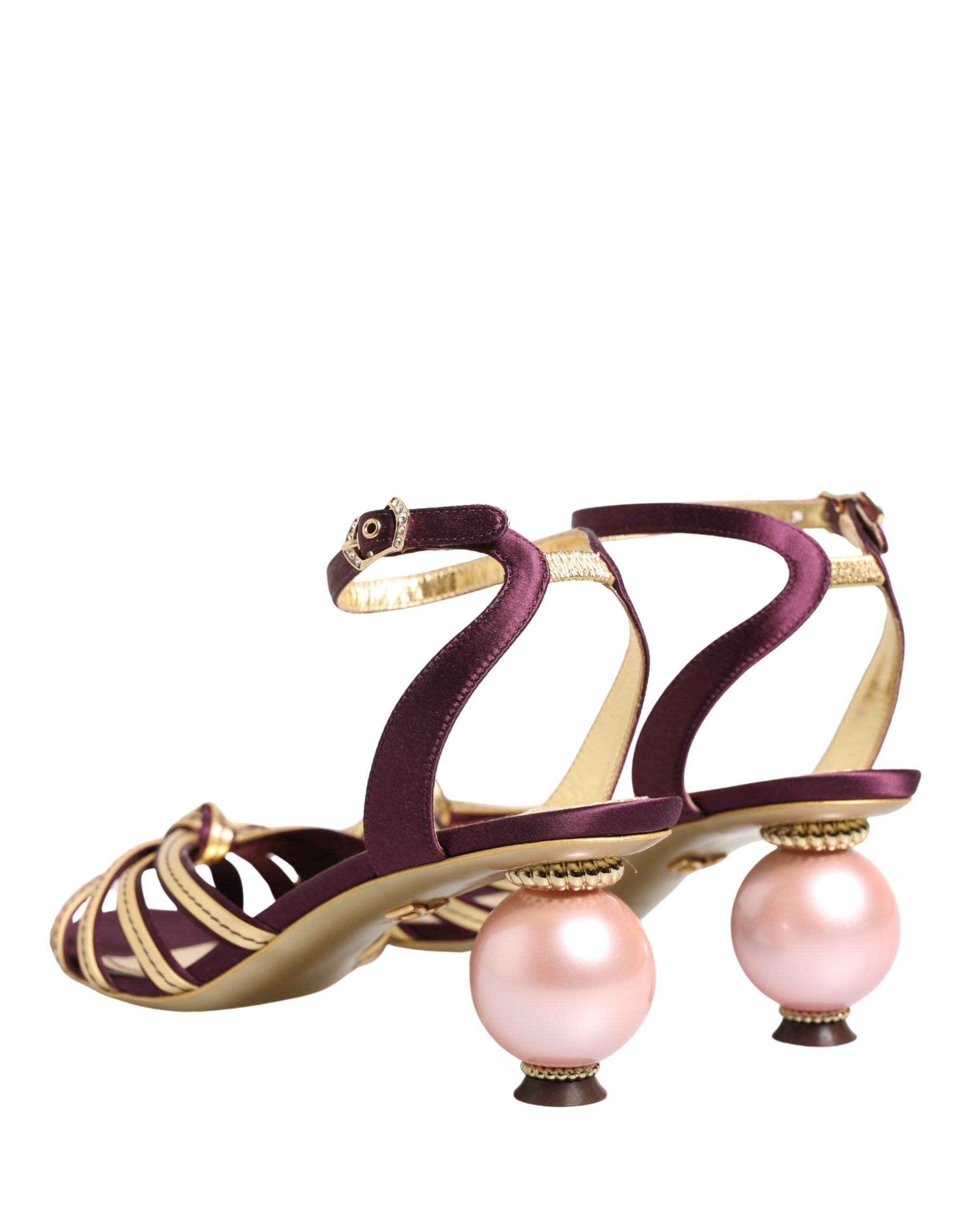 Dolce & Gabbana Purple Gold Satin Heels