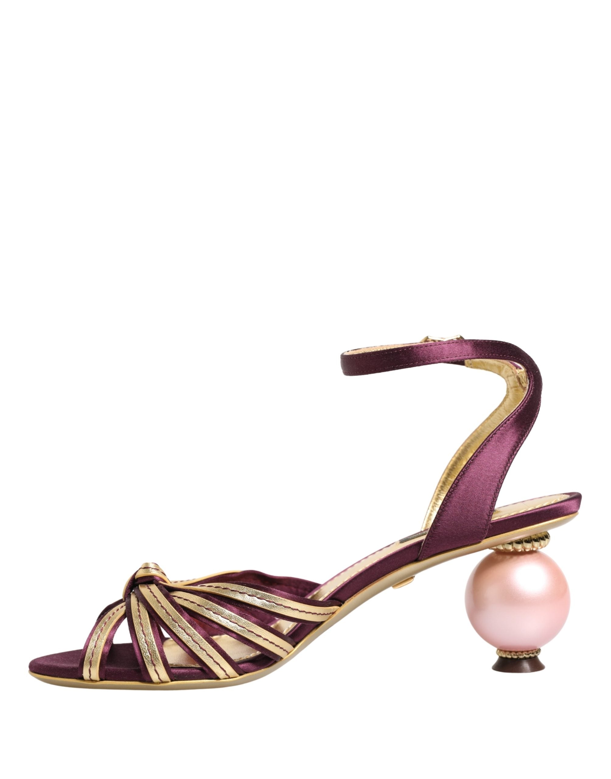 Dolce & Gabbana Purple Gold Satin Heels