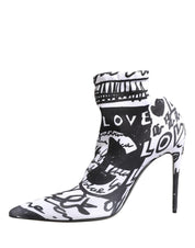 Dolce & Gabbana White Graffiti Ankle Boots
