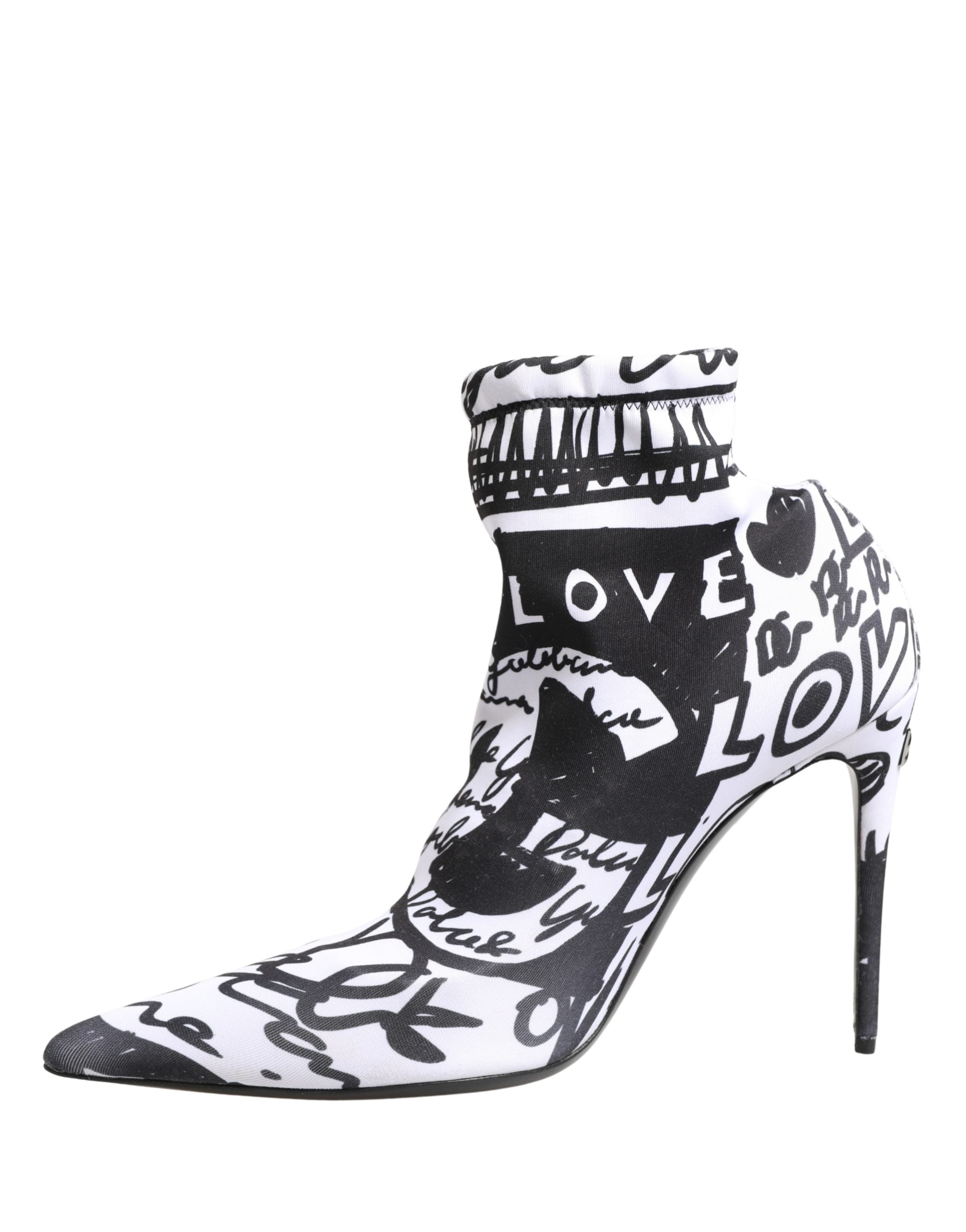 Dolce & Gabbana White Graffiti Ankle Boots