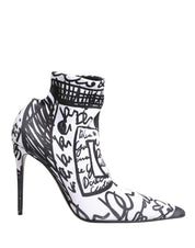 Dolce & Gabbana White Graffiti Ankle Boots