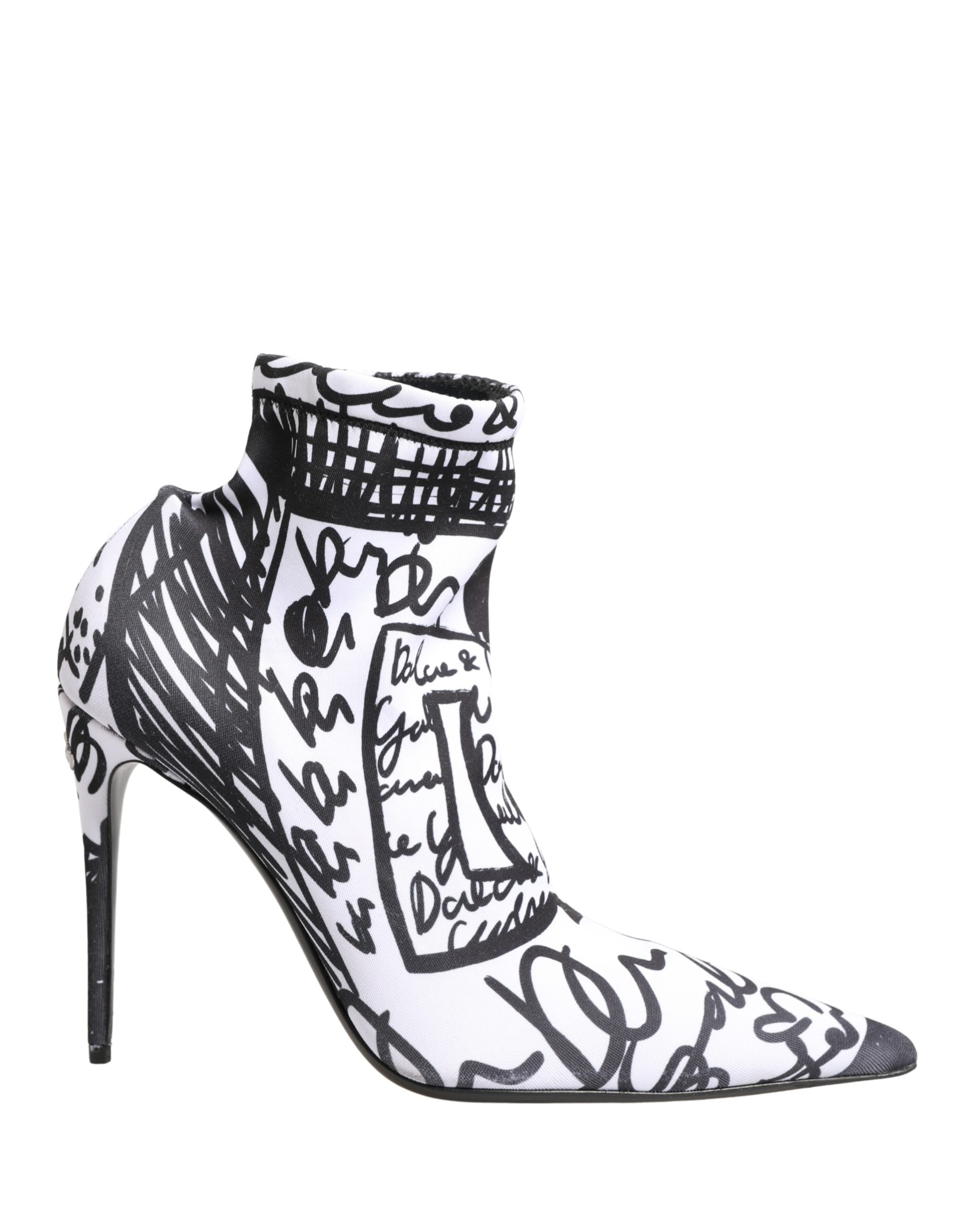 Dolce & Gabbana White Graffiti Ankle Boots