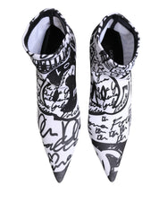 Dolce & Gabbana White Graffiti Ankle Boots