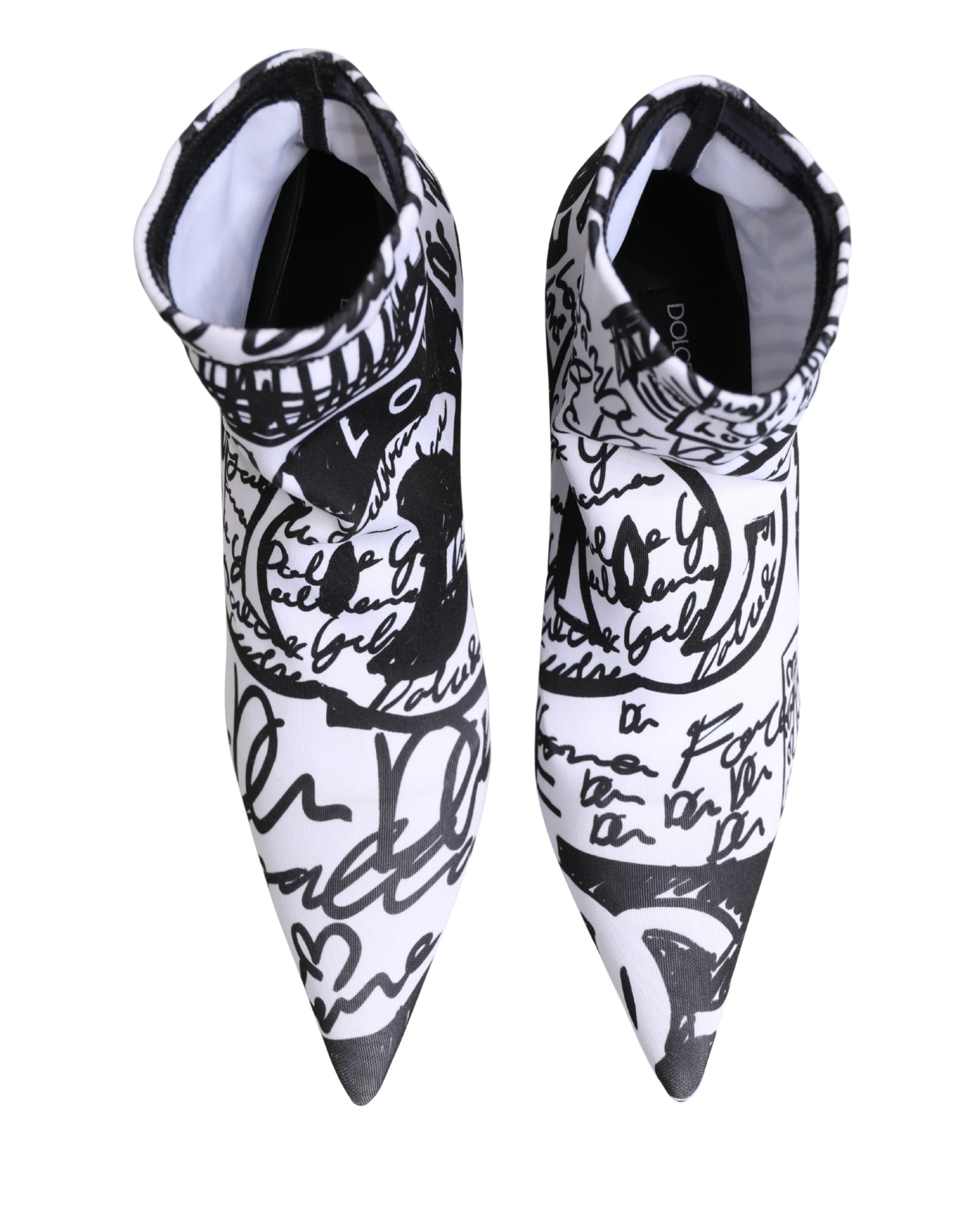 Dolce & Gabbana White Graffiti Ankle Boots