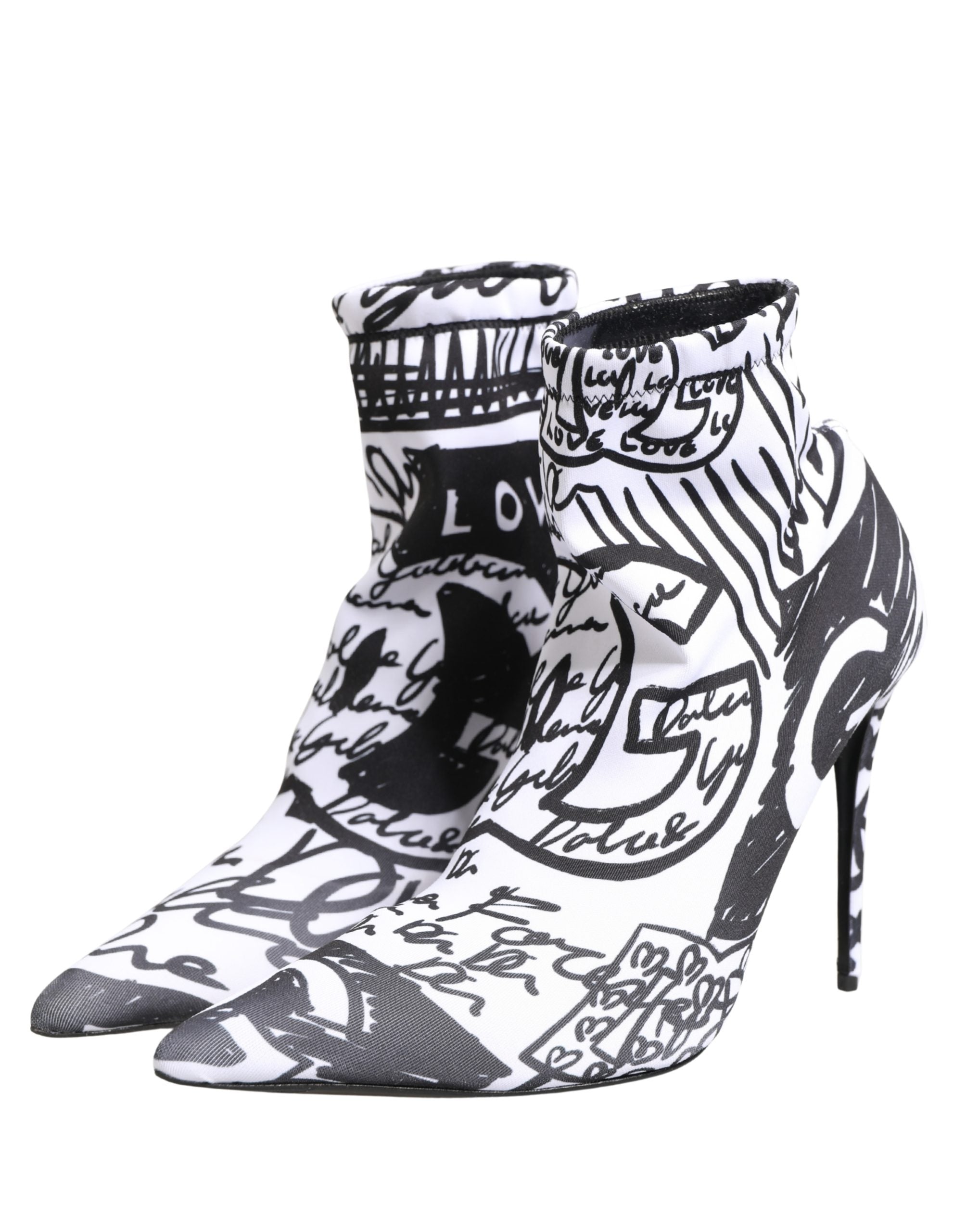 Dolce & Gabbana White Graffiti Ankle Boots