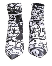 Dolce & Gabbana White Graffiti Ankle Boots
