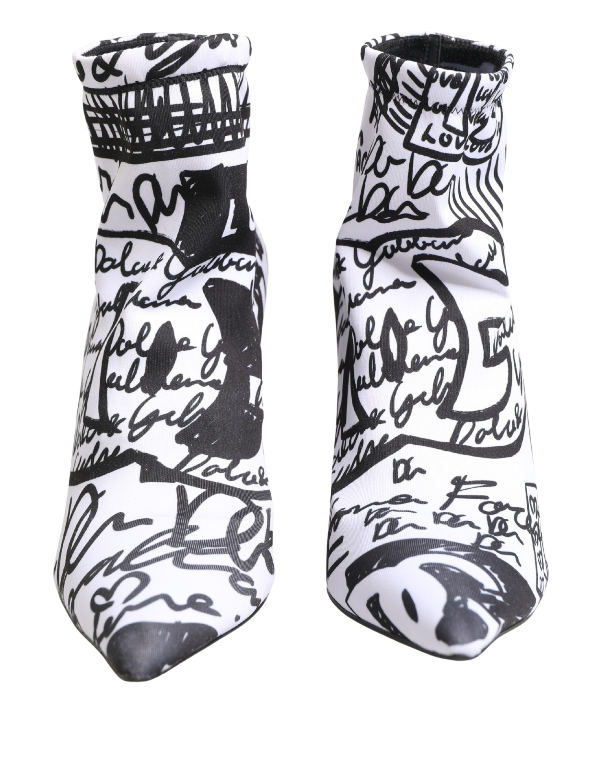 Dolce & Gabbana White Graffiti Ankle Boots